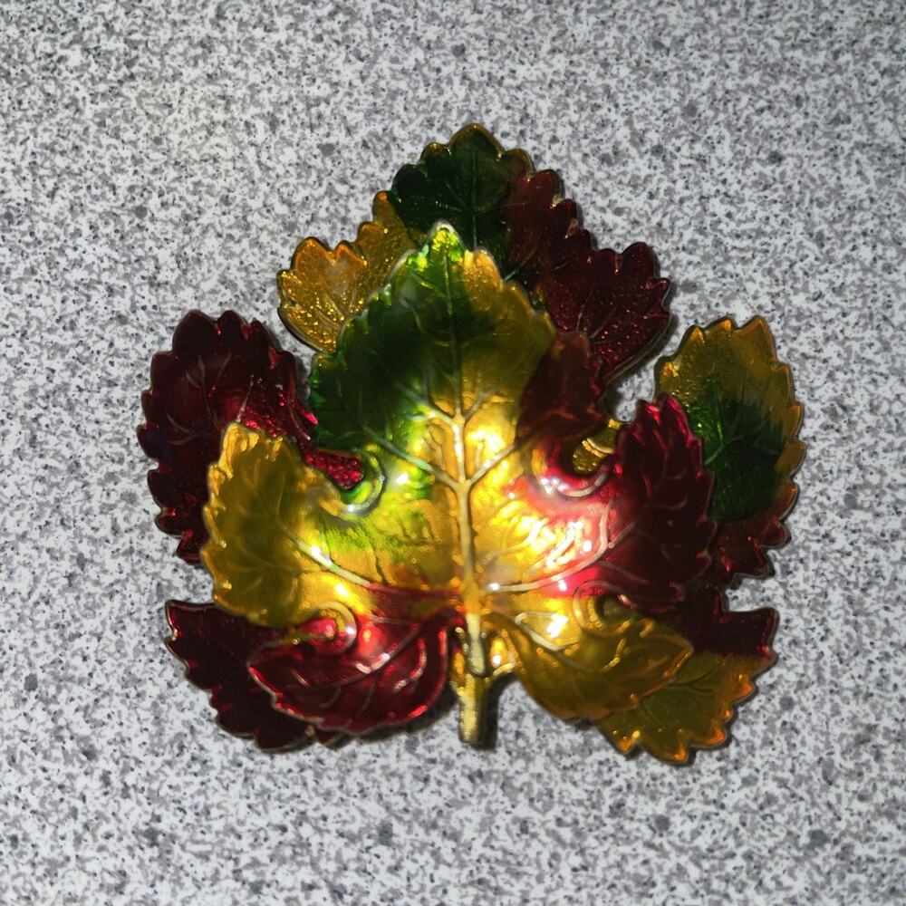 Vintage Made In Germany Red Enamel Maple Leaf Brooch - Excellent Used Condition